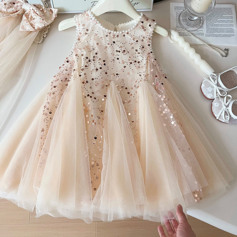 Baby Clothing Dresser - 여름 새 아기 소녀 진주 메쉬