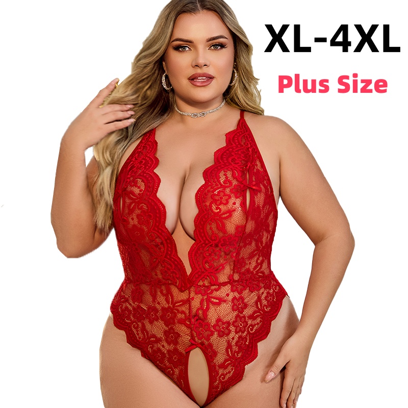 Baby Xl - XL-4XL 크로치리스 레이스 바디수트 섹시한 여름