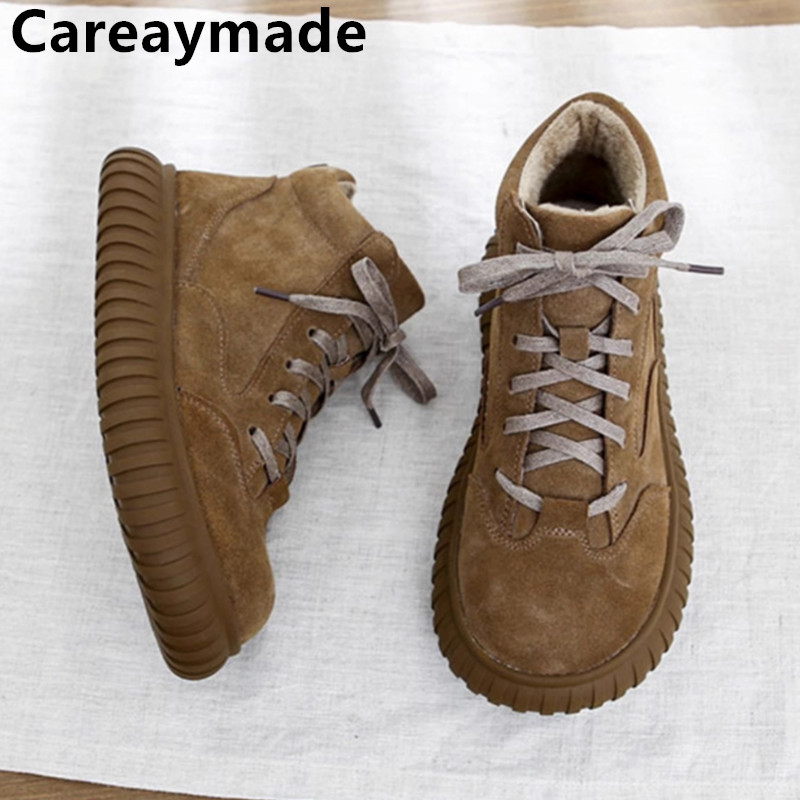 Soft Sole Booties - Careaymade 여성용 와이드 헤드 천연 가죽