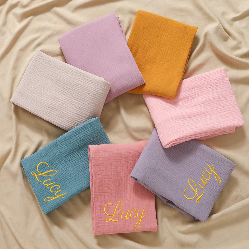 Muslin Swaddle Wrap - 개인화 된 이름 수 놓은 사용자