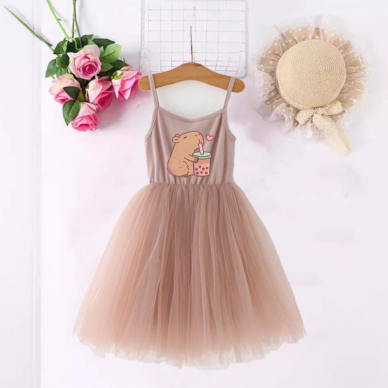 Baby Clothing Dresser - Capybara 여자 드레스 애니메이션 인쇄 귀여운