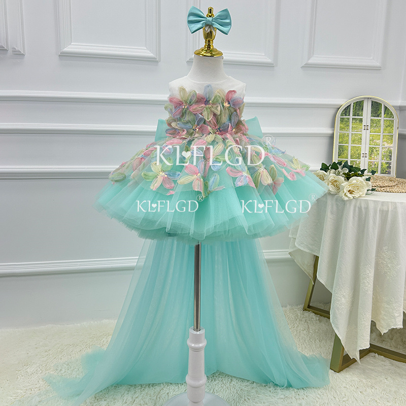 Baby Clothing Dresser - KLFLGD 우아한 청록색 플라워 걸 드레스,