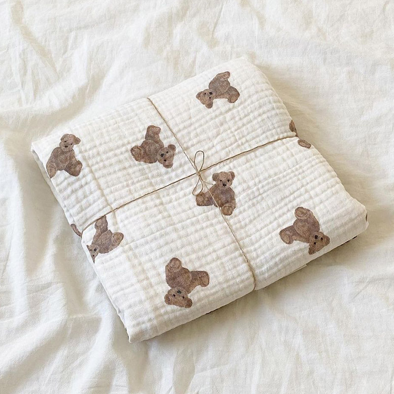 곰 인쇄 아기 담요 신생아 모슬린 면화 거즈 Swadd - Muslin Swaddle Wrap 리뷰 및 가격