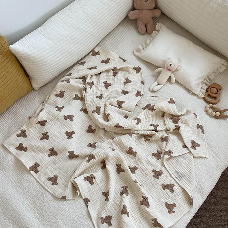 곰 인쇄 아기 담요 신생아 모슬린 면화 거즈 Swadd - Muslin Swaddle Wrap 리뷰 및 가격