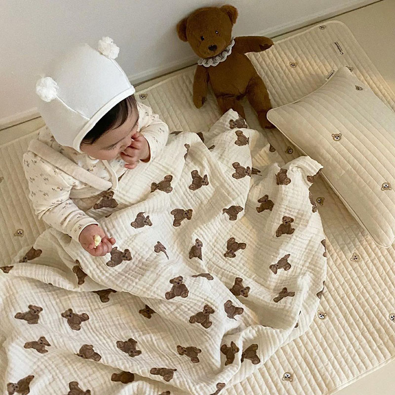 곰 인쇄 아기 담요 신생아 모슬린 면화 거즈 Swadd - Muslin Swaddle Wrap 리뷰 및 가격