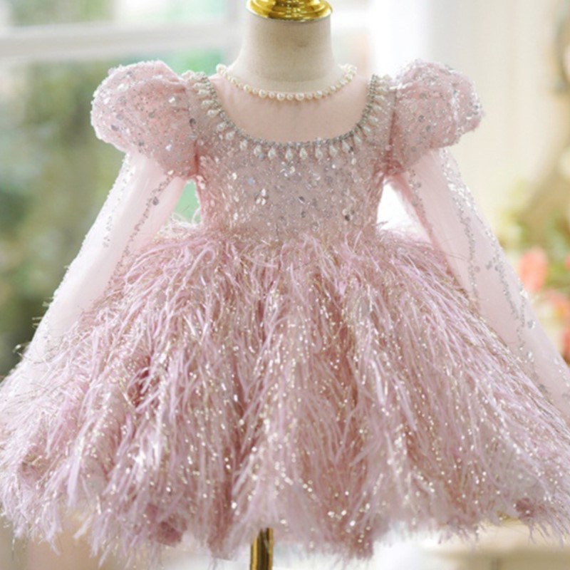 패션 아기 소녀 공주 스팽글 깃털 드레스 푹신한 슬리브 - Baby Clothing Dresser 리뷰 및 가격