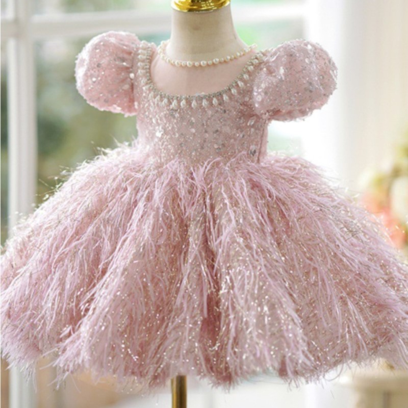 패션 아기 소녀 공주 스팽글 깃털 드레스 푹신한 슬리브 - Baby Clothing Dresser 리뷰 및 가격