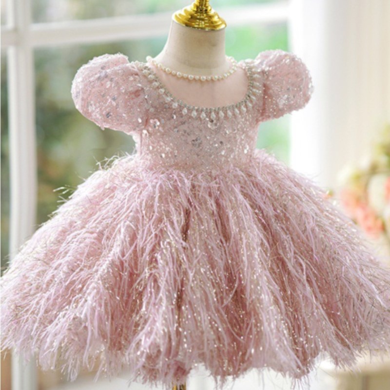 패션 아기 소녀 공주 스팽글 깃털 드레스 푹신한 슬리브 - Baby Clothing Dresser 리뷰 및 가격