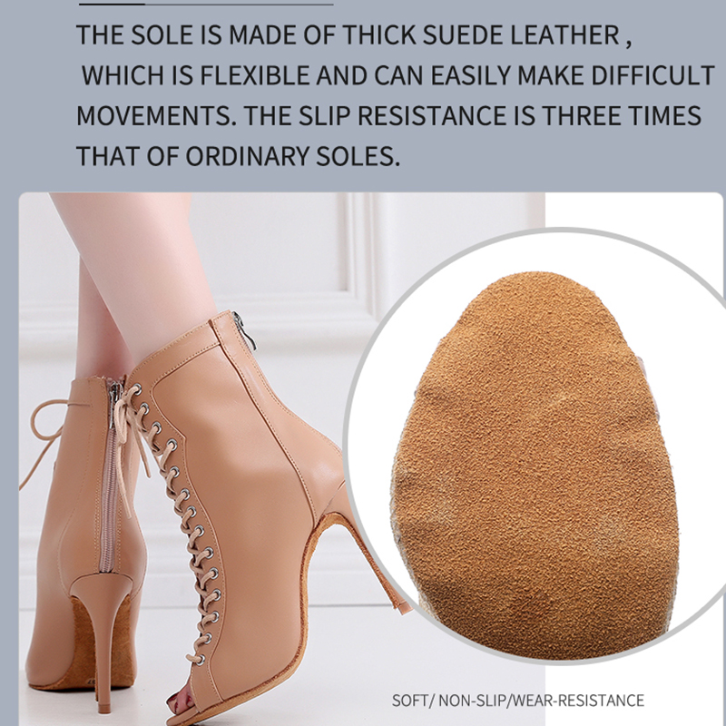 여자 베이지 블랙 라틴 댄스 부츠 여성 오픈 발가락 레 - Soft Sole Booties 리뷰 및 가격
