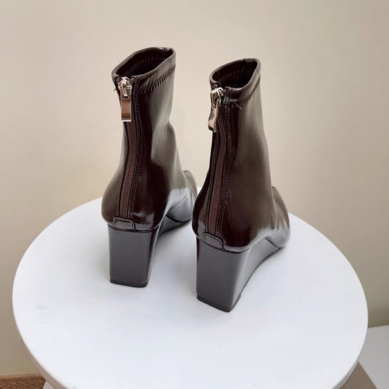 웨지 힐 부티 패션 뾰족한 앞코 뒤쪽 지퍼 부드러운 밑 - Soft Sole Booties 리뷰 및 가격