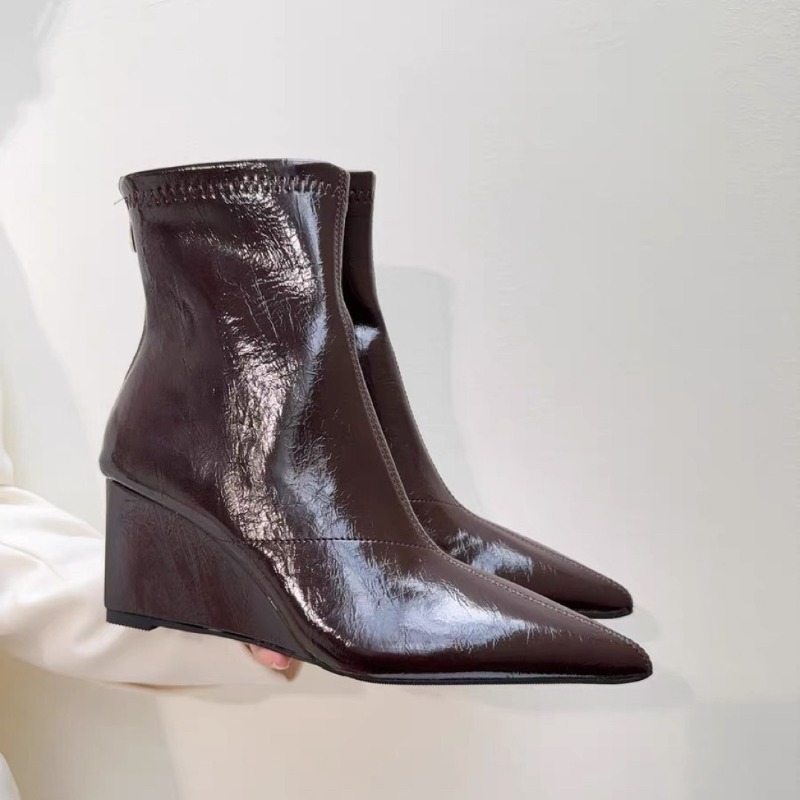 웨지 힐 부티 패션 뾰족한 앞코 뒤쪽 지퍼 부드러운 밑 - Soft Sole Booties 리뷰 및 가격