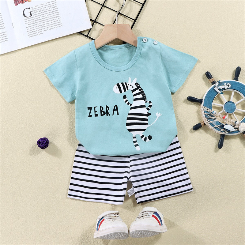 코튼 티셔츠 + 반바지 2 피스 운동복 세트 어린이 만 - Baby Clothing Kit 리뷰 및 가격