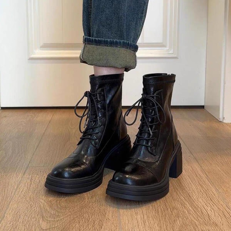 레이스업 부티 여성용 신상 라운드 토 소프트 가죽 부드 - Soft Sole Booties 리뷰 및 가격