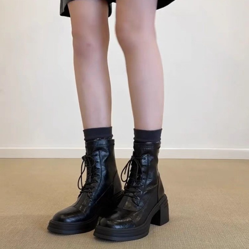 레이스업 부티 여성용 신상 라운드 토 소프트 가죽 부드 - Soft Sole Booties 리뷰 및 가격